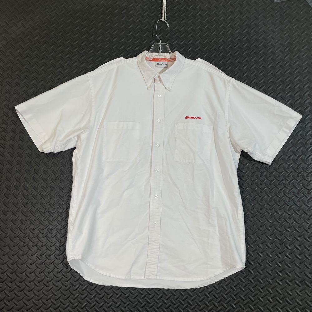 Snap-on Japan White Embroidered Polo Button Up‎ Uniform Shirt Men's Size XXL